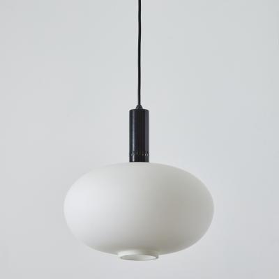  Stilnovo 1960s Opaline Glass and Metal Pendant Attributed to Stilnovo