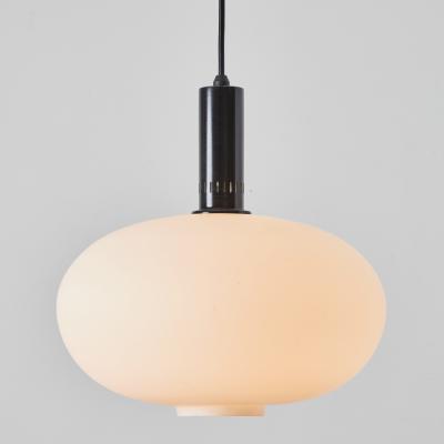  Stilnovo 1960s Opaline Glass and Metal Pendant Attributed to Stilnovo
