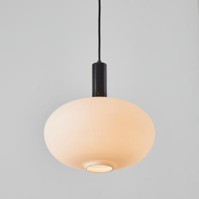  Stilnovo 1960s Opaline Glass and Metal Pendant Attributed to Stilnovo