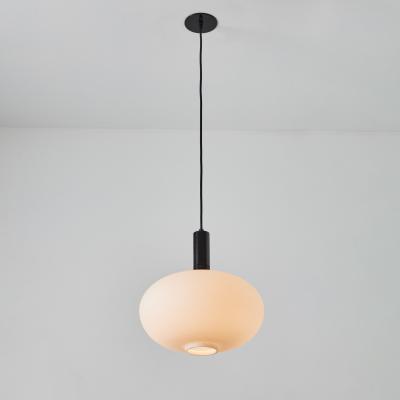  Stilnovo 1960s Opaline Glass and Metal Pendant Attributed to Stilnovo