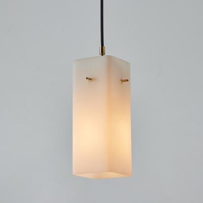  Stilnovo 1960s Stilnovo Opaline Glass Brass Pendant