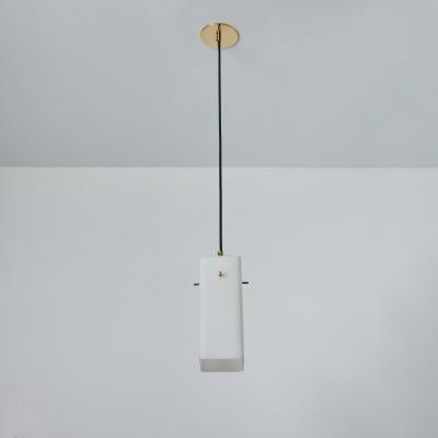  Stilnovo 1960s Stilnovo Opaline Glass Brass Pendant