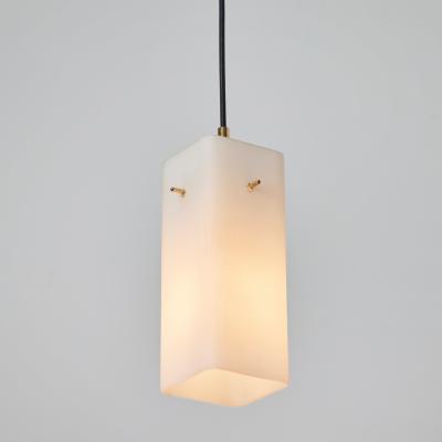  Stilnovo 1960s Stilnovo Opaline Glass Brass Pendant
