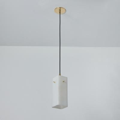  Stilnovo 1960s Stilnovo Opaline Glass Brass Pendant
