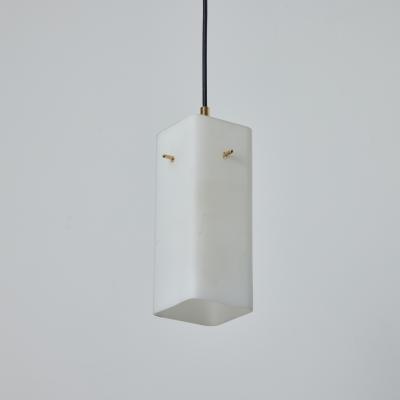  Stilnovo 1960s Stilnovo Opaline Glass Brass Pendant