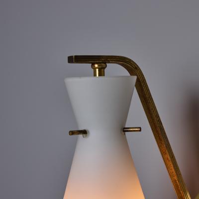  Stilnovo 1960s Stilnovo Sculptural Opaline Glass and Brass Wall Lamp