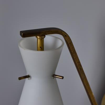  Stilnovo 1960s Stilnovo Sculptural Opaline Glass and Brass Wall Lamp