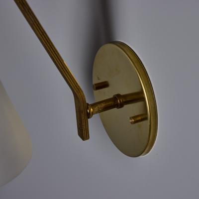  Stilnovo 1960s Stilnovo Sculptural Opaline Glass and Brass Wall Lamp