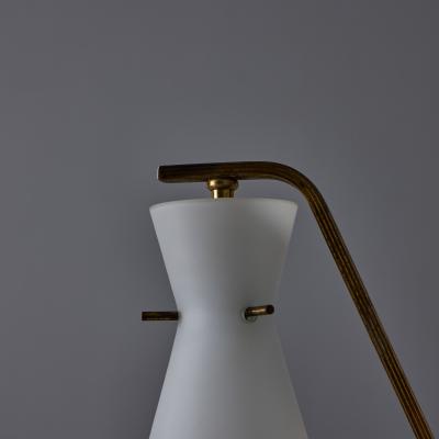 Stilnovo 1960s Stilnovo Sculptural Opaline Glass and Brass Wall Lamp