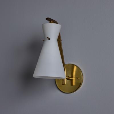  Stilnovo 1960s Stilnovo Sculptural Opaline Glass and Brass Wall Lamp