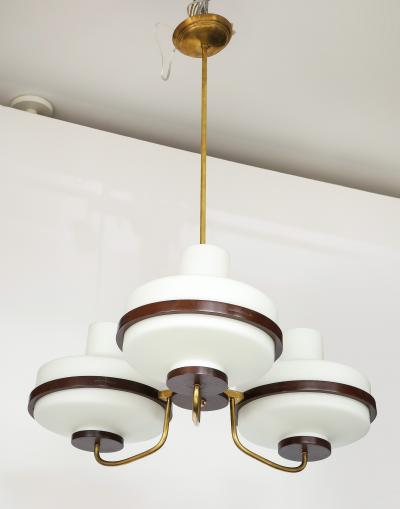  Stilnovo 1960s Stilnovo Style Walnut And Brass Italian Chandelier