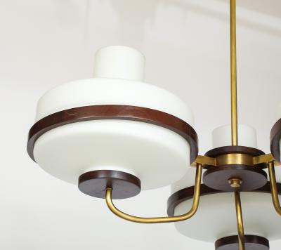  Stilnovo 1960s Stilnovo Style Walnut And Brass Italian Chandelier