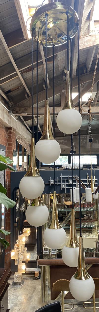  Stilnovo 1970s Mid Century Cascade Chandelier Attributed to Stilnovo