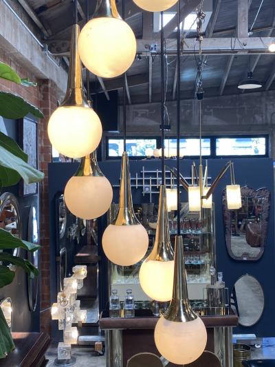  Stilnovo 1970s Mid Century Cascade Chandelier Attributed to Stilnovo