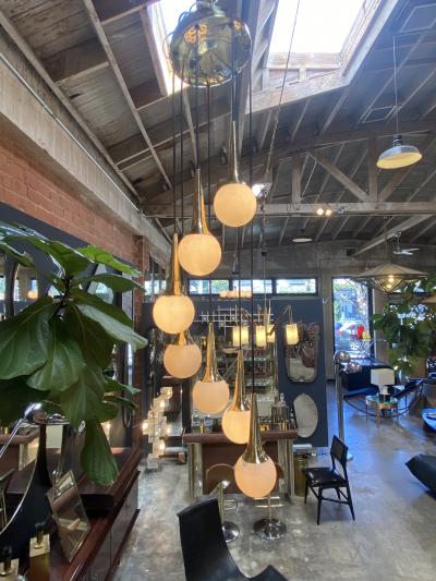  Stilnovo 1970s Mid Century Cascade Chandelier Attributed to Stilnovo