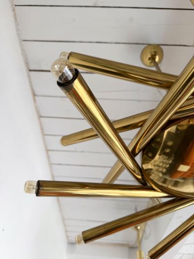  Stilnovo Brass Sputnik Fireworks Chandelier Italy 1960s