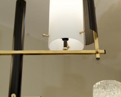  Stilnovo Brass and Black Enamel Stilnovo Style Pendant