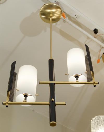  Stilnovo Brass and Black Enamel Stilnovo Style Pendant