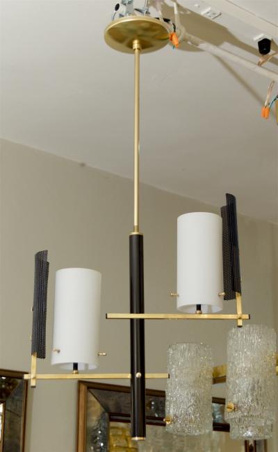  Stilnovo Brass and Black Enamel Stilnovo Style Pendant