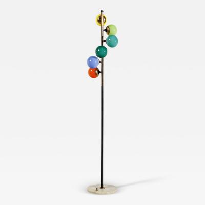  Stilnovo Colorful 1950s Stilnovo six globe floor lamp Italy