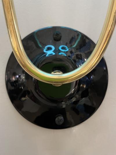  Stilnovo Contemporary Italian Pair of Two Globe Turquoise Blue Murano Glass Brass Sconces