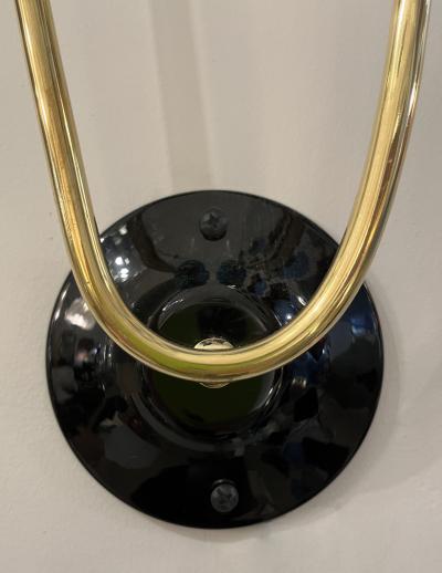  Stilnovo Contemporary Italian Pair of Two Globe Turquoise Blue Murano Glass Brass Sconces