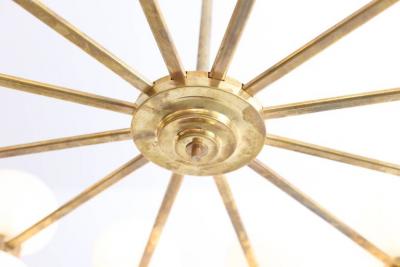  Stilnovo Exceptional Large Murano Glass and Brass Chandelier in the Manner of Stilnovo
