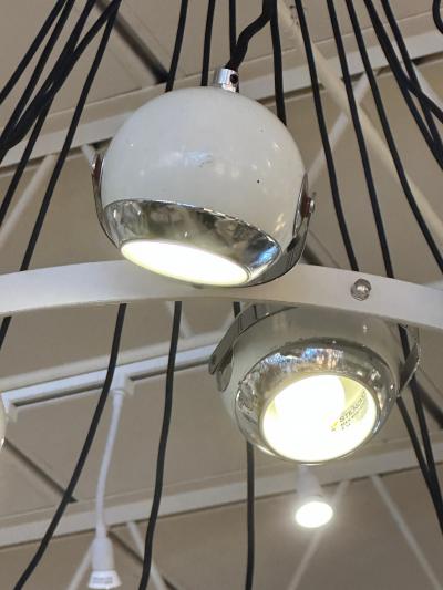  Stilnovo Extremely Rare Stilnovo Articulating Globe 18 Light Chandelier