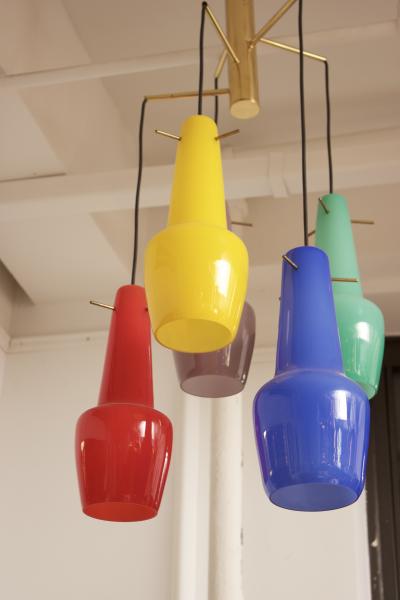  Stilnovo Five Light Chandelier by Stilnovo Made in Italy