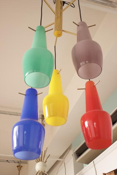  Stilnovo Five Light Chandelier by Stilnovo Made in Italy