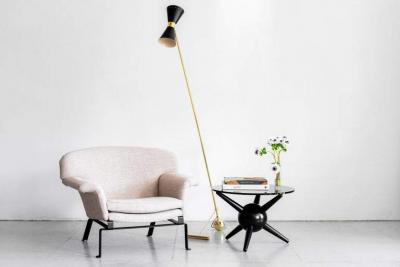 Stilnovo ITALIAN FLOOR LAMP WITH BLACK METAL SHADE