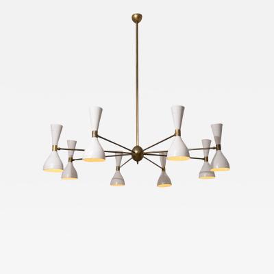  Stilnovo Italian Eight Arm Diabolo Chandelier in the Manner of Stilnovo 1950s