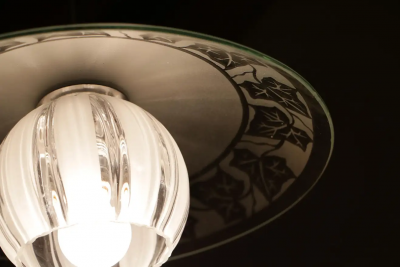  Stilnovo Italian Mid Century Blown Glass Pendant Lamp Attributed to Stilnovo 1950s