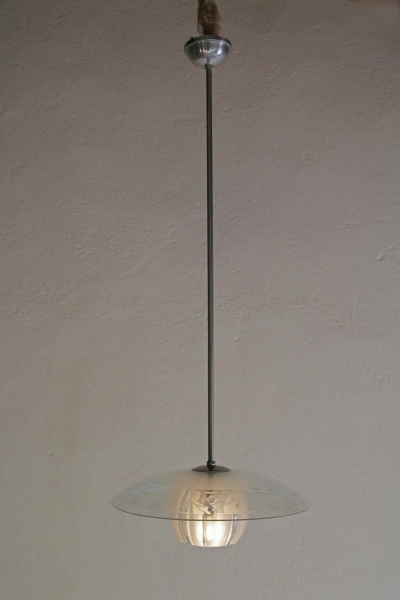  Stilnovo Italian Mid Century Blown Glass Pendant Lamp Attributed to Stilnovo 1950s