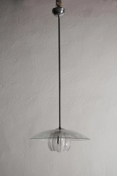 Stilnovo Italian Mid Century Blown Glass Pendant Lamp Attributed to Stilnovo 1950s