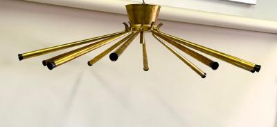  Stilnovo Italian Mid Century Modern Brass Flush Mount Pendant Sunburst by Stilnovo