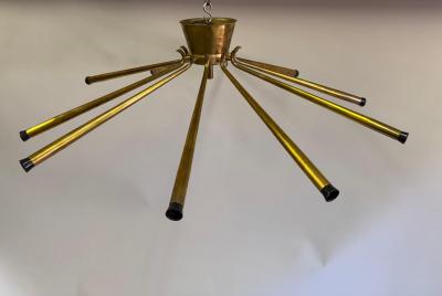  Stilnovo Italian Mid Century Modern Brass Flush Mount Pendant Sunburst by Stilnovo