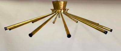  Stilnovo Italian Mid Century Modern Brass Flush Mount Pendant Sunburst by Stilnovo