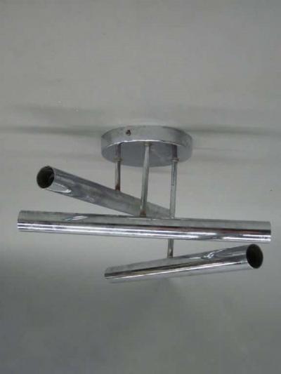  Stilnovo Italian Mid Century Modern Flush Mount Fixture in Nickel by Stilnovo