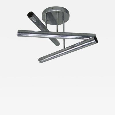  Stilnovo Italian Mid Century Modern Flush Mount Fixture in Nickel by Stilnovo