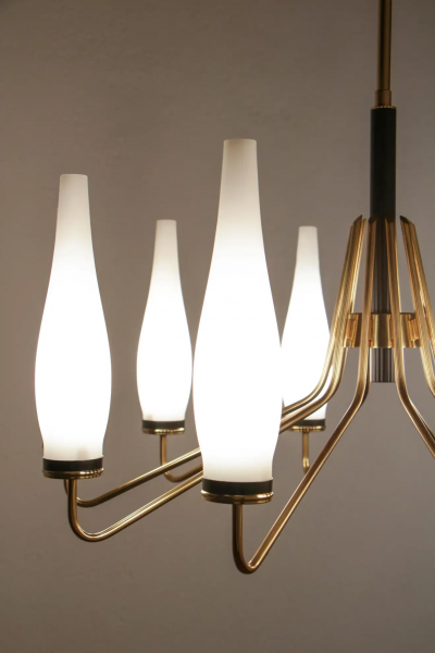  Stilnovo Italian Mid Century Modern Ten Lights Chandelier Attributer to Stilnovo 1950s