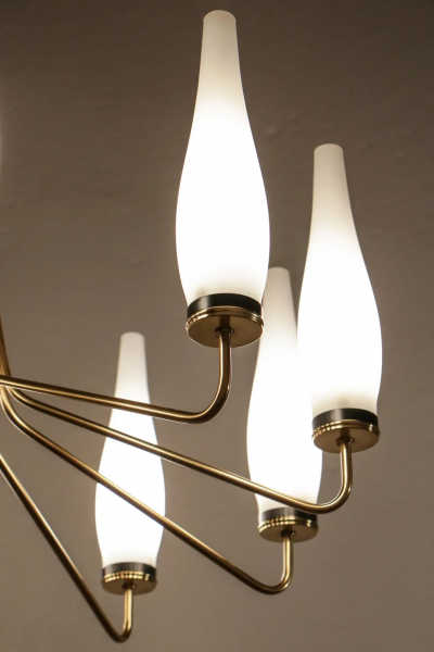  Stilnovo Italian Mid Century Modern Ten Lights Chandelier Attributer to Stilnovo 1950s