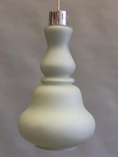  Stilnovo Italian Mid Century White Murano Glass Pendant or Lantern by Stilnovo