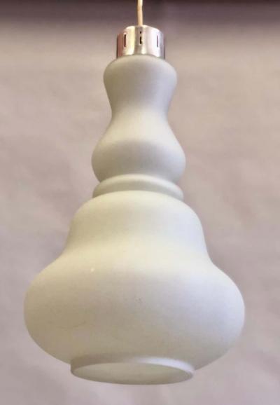  Stilnovo Italian Mid Century White Murano Glass Pendant or Lantern by Stilnovo