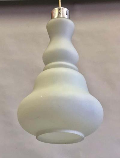  Stilnovo Italian Mid Century White Murano Glass Pendant or Lantern by Stilnovo