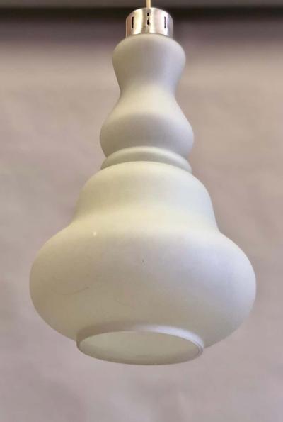  Stilnovo Italian Mid Century White Murano Glass Pendant or Lantern by Stilnovo
