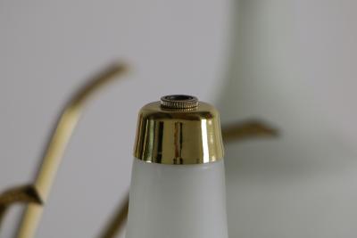  Stilnovo Italian Midcentury Six Lights Gold and Ivory Chandelier Attributed to Stilnovo