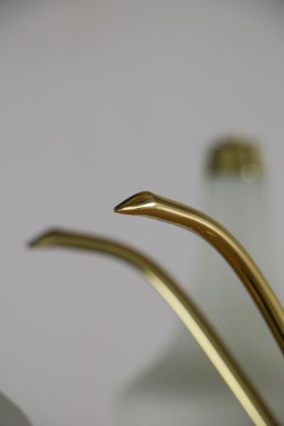  Stilnovo Italian Midcentury Six Lights Gold and Ivory Chandelier Attributed to Stilnovo