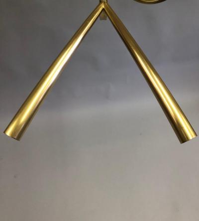  Stilnovo Italian Midcentury Sunburst Star Form 10 Arm Brass Chandelier Attr Stilnovo