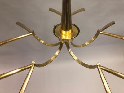  Stilnovo Italian Midcentury Sunburst Star Form 10 Arm Brass Chandelier Attr Stilnovo